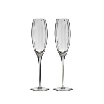 4pc Tempa Sienna Rippled Champagne Flute Drinking Glasses Set 25cm Clear