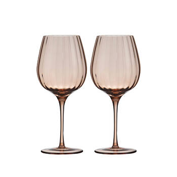 4pc Tempa Sienna Rippled Wine Drinking Glasses Set 22cm Blush Pink