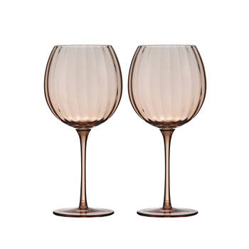 4pc Tempa Sienna Rippled Gin Drinking Glasses Set 21cm Blush Pink