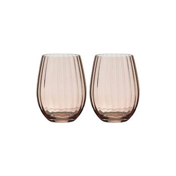 4pc Tempa Sienna Rippled Tumbler Drinking Glasses Set 12cm Blush Pink