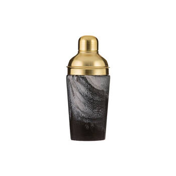 Tempa Bennett Marble Finish Resin Cocktail Drink Shaker Black/Gold