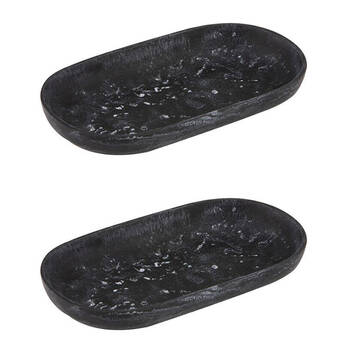 2x Tempa Bennett Marble Finish Resin Display Barware Tray 24.5x14cm Black
