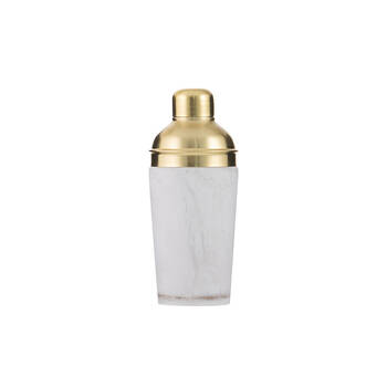 Tempa Bennett Marble Finish Resin Cocktail Drink Shaker White/Gold