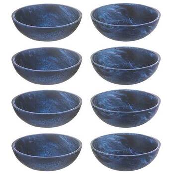 4x 2pc Tempa Bennett Marble Finish Resin Serving Bowl Set 10cm Blue