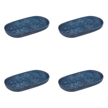4x Tempa Bennett Marble Finish Resin Display Barware Tray 24.5x14cm Blue