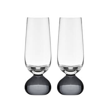2pc Tempa Zephyr Spherical Champagne Flute Drinking Glasses Set 17cm Charcoal