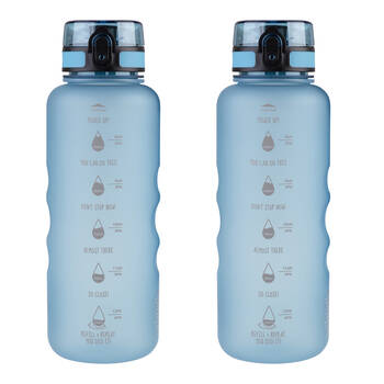 2PK Oasis Tritan Motivational Sports Water Drinking Bottle 1.5L Glacier Blue