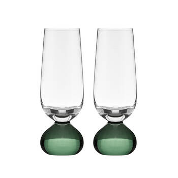 2pc Tempa Zephyr Spherical Champagne Flute Drinking Glasses Set 17cm Green