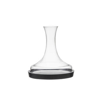 Tempa Harvey Round Wine Drink Decanter w/ Wooden Base Clear/Black