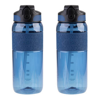 2PK Oasis Tritan Sports Silicone Grip Drink Bottle w/ Sipper 800ml Blue Ocean