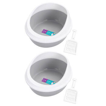 2PK Paws & Claws 10L Cat Litter Tray w/ Rim & Scoop