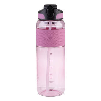 Oasis Tritan Sports Water Drinking Bottle w/ Sipper Straw 1L Pink Berry