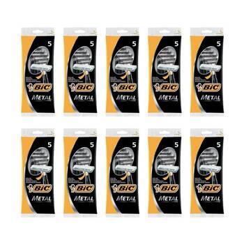 10x 5pc BIC Single Blade Metal Shaver Razor Black Men's Beard Grooming Care