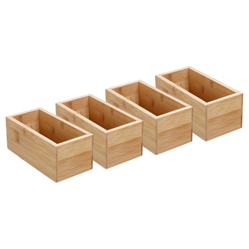 4PK Boxsweden Bamboo Organisation Tray 15X7.5X7cm