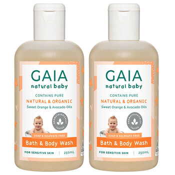 Gaia 2x250ml Pure/Organic Bath & Body Wash for Baby/Kids/Toddlers Vegan Friendly