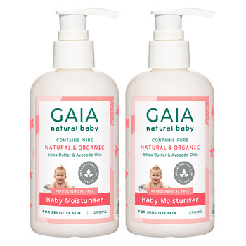 2x Gaia 250ml Pure/Natural/Organic Moisturiser Baby/Kids/Toddlers Vegan Friendly