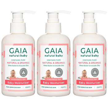 3x Gaia 250ml Pure/Natural/Organic Moisturiser Baby/Kids/Toddlers Vegan Friendly