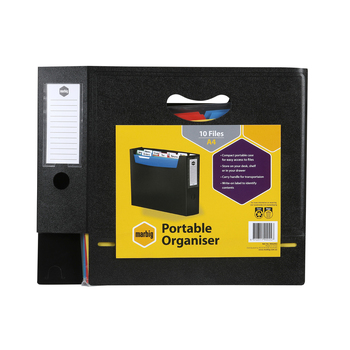 Marbig Portable 32cm File Organiser w/ 10 Files - Black