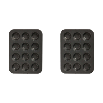 2PK Wiltshire Easybake 12 Cup Non-Stick Mini Muffin Tray Pan