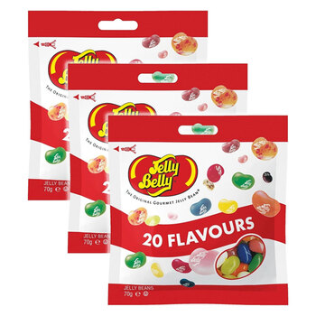 3PK Jelly Belly 70g 20 Assorted Flavours Jelly Bean Bag Bag
