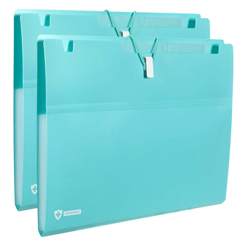 2PK Marbig Pro Antimicrobial 6-Pocket A4 Expanding File - Blue