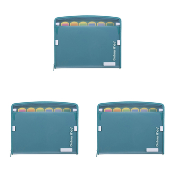 3PK Colourhide A4 Zip-It Expanding File w/ Pen Holder Loop Teal Green