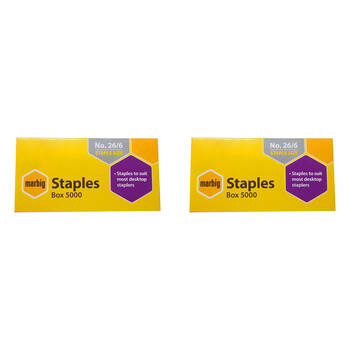2PK Marbig Staples 26/6 Box 5000