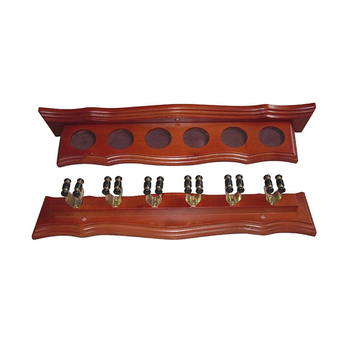 Formula Sports 6 Clip Pool Cue Wall Billiards Rack Walnut