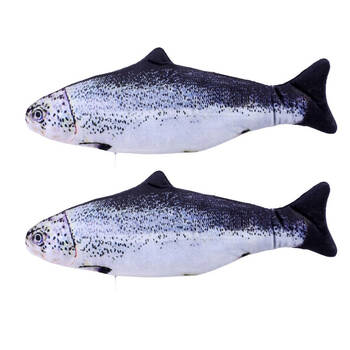 2PK Paws & Claws Flippy Fish Cat Toy 30x12cm