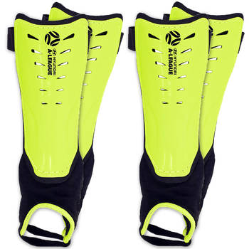 2x Hyundai A-League Shin Guard/Pads w/ Ankle Sock Small Size Lime
