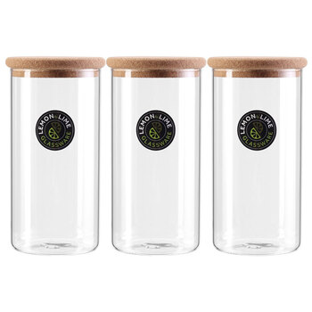 3PK Lemon & Lime Stockholm Glass Canister Cork Lid 1.3L