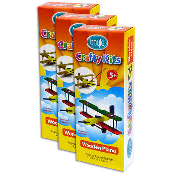 3x Boyle Crafty Kits Build & Paint Wooden Plane Kids 5y+