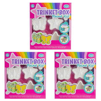 3PK Boyle Paint Your Own Trinket Boxes Kids DIY Craft Kit 5y+