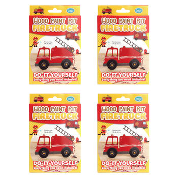 4PK Boyle Wood Paint Kit Kids DIY Craft Buildable Firetruck