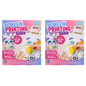 2PK Boyle Screen Printing Paint Kit Kids DIY Craft Calico Bag 6y+