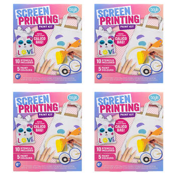 4PK Boyle Screen Printing Paint Kit Kids DIY Craft Calico Bag 6y+
