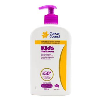 Cancer Council 500ml Kids Sunscreen SPF50+ Lotion Pump Bottle