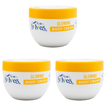 3PK St Ives 300ml Body Cream Glowing Apricot Moisturising Skin Care