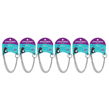 6PK Paws & Claws 40cmx2mm Chain Collar Small - Silver