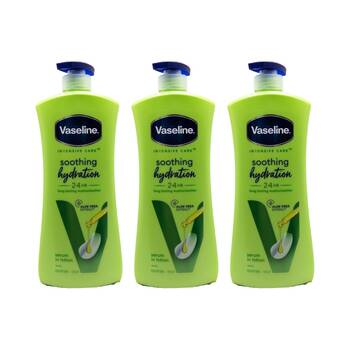 3PK Vaseline Intensive Care Body Lotion Soothing Hydration w/Aloe Vera 725mL