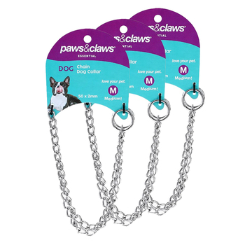 3PK Paws & Claws 50cm Chain Dog Collar M