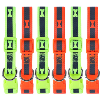 6PK Paws & Claws 35-50cm Reflective Collar w/ Bone Print Medium - Assorted