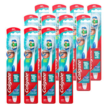12x Colgate 360 Toothbrush Soft Head Assorted Colours