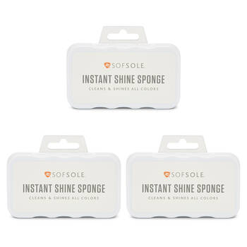 3PK SofSole Instant Shine Sponge For Leather/Vinyl Shoes w/ Travel Case - White