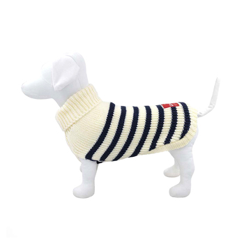 Louie Living Dog/Pet Jumper Stripe Cardigan Large Black/White