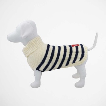 Louie Living Dog/Pet Jumper Striped Cardigan XL Black/White