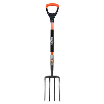 AgBoss Non-Slip Fiberglass D Handle Garden Fork Orange and Black