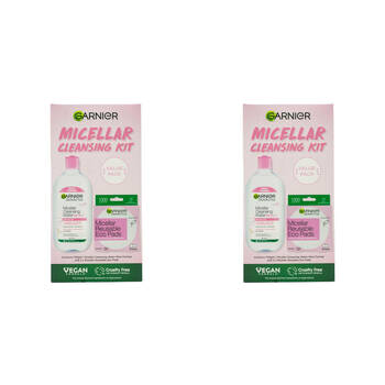 2x 4pc Garnier Micellar Cleansing Water + Eco Pads Kit Value Pack