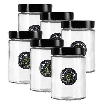 6PK Soho Glass Preserve Jar 570Ml With Black Lid 