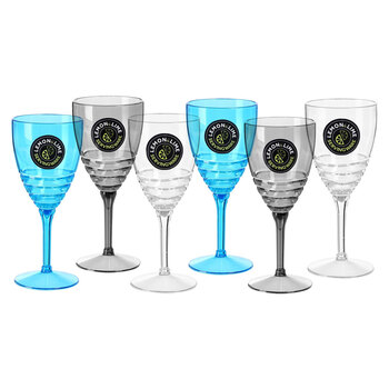 6PK Wave Deco Wine Goblet 400Ml 3 Asstd 